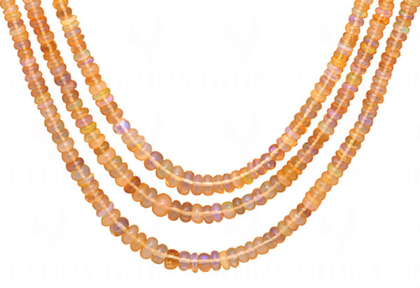 3 Rows Of Australian Opal Gemstone Cabochon Round Bead Necklace NS-1162