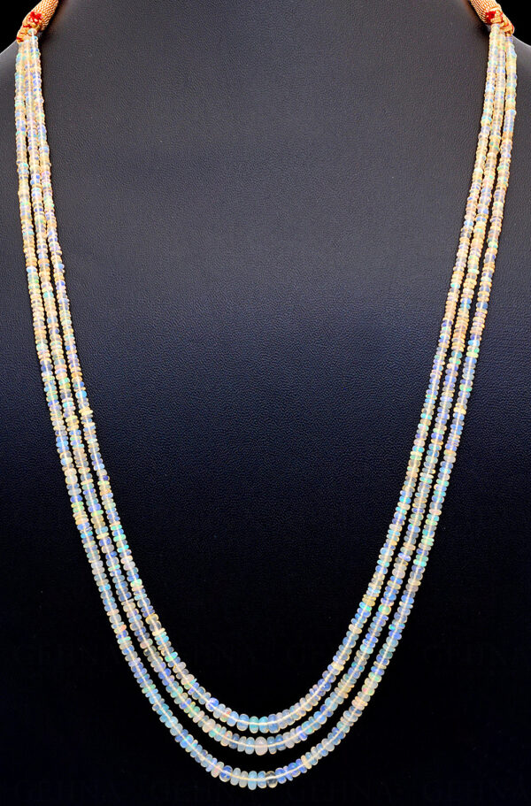 3 Rows Of Australian Opal Gemstone Cabochon Round Bead Necklace NS-1162