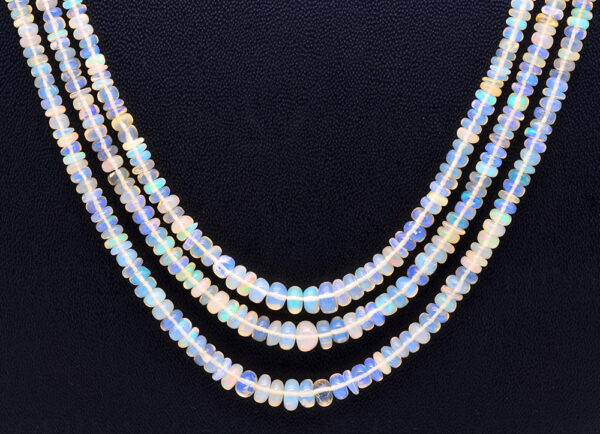 3 Rows Of Australian Opal Gemstone Cabochon Round Bead Necklace NS-1162