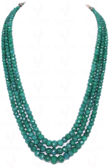 3 Rows Of Emerald Gemstone Round Faceted Bead NP-1163