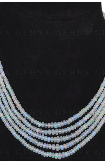 5 Rows Of Australian Opal Gemstone Cabochon Round Bead Necklace NS-1163