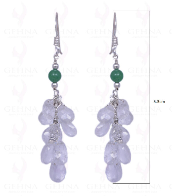 Rock-Crystal & Green Onyx Gemstone Earrings Made In .925 Sterling Silver ES-1163