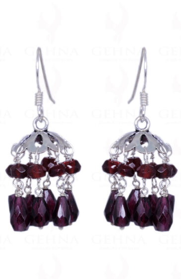 Red Garnet Gemstone & Drop Earrings Made In .925 Sterling Silver ES-1164