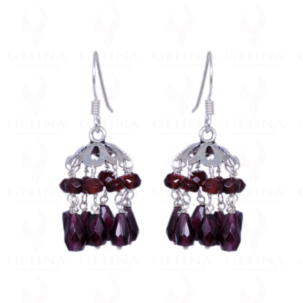 Red Garnet Gemstone & Drop Earrings Made In .925 Sterling Silver ES-1164