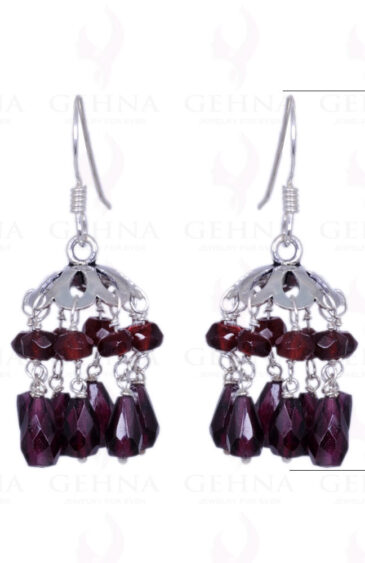 Red Garnet Gemstone & Drop Earrings Made In .925 Sterling Silver ES-1164