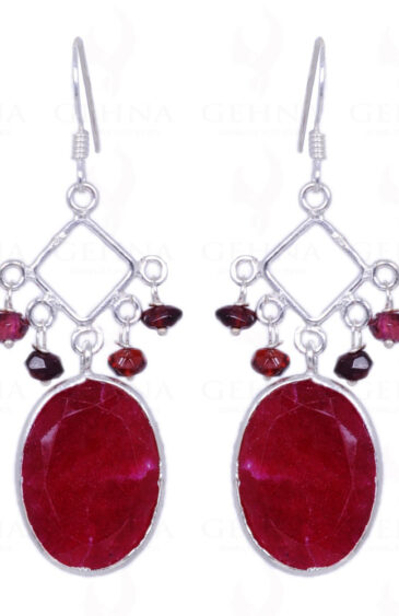 Ruby & Red Garnet Gemstone Earrings Made In .925 Sterling Silver ES-1165