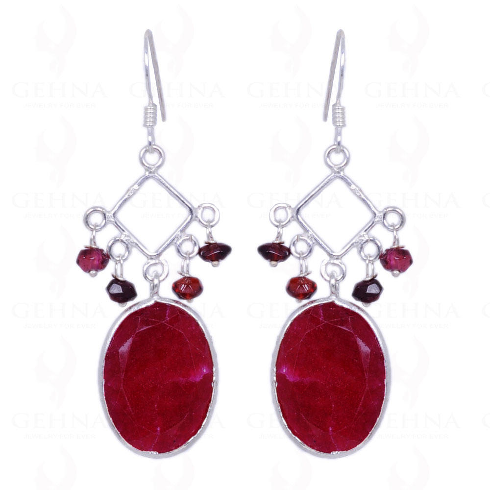 Ruby & Red Garnet Gemstone Earrings Made In .925 Sterling Silver ES-1165