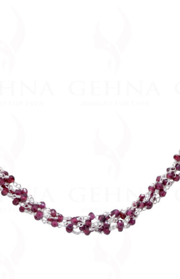 38″ Amethyst, Garnet & Onyx Gemstone Knotted Bead Chain In 925 Silver CS-1165