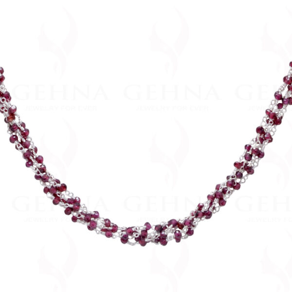 38" Amethyst, Garnet & Onyx Gemstone Knotted Bead Chain In 925 Silver CS-1165