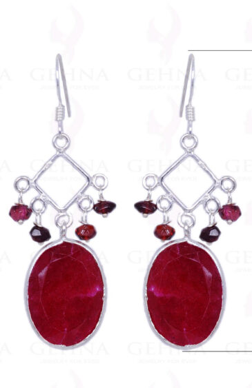 Ruby & Red Garnet Gemstone Earrings Made In .925 Sterling Silver ES-1165