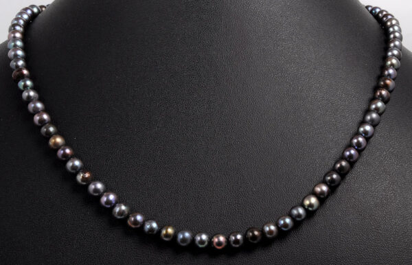 Fresh Water Round Shape 56 Mm Grey Pearl Necklace NM-1165