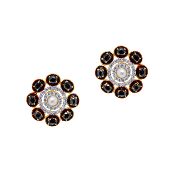 Natural Black Spinel & Topaz Studded Pendant & Earring Set FP-1165
