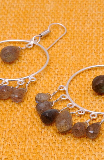 Labradorite Gemstone Faceted Drops Earrings Made In .925 Sterling Silver ES-1166