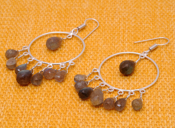 Labradorite Gemstone Faceted Drops Earrings Made In .925 Sterling Silver ES-1166