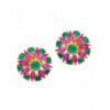 Emerald & Ruby S Studded Flower Shape Earrings FE-1167