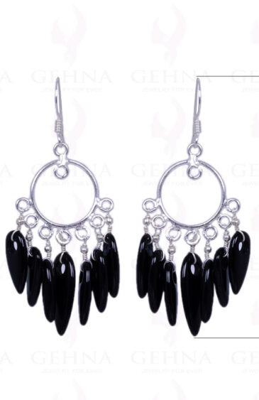 Black Spinel Gemstone Earrings Made In .925 Sterling Silver ES-1167