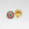 Emerald & Ruby S Studded Flower Shape Earrings FE-1167