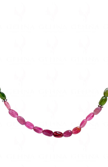 Multi Tourmaline Gemstone Bead Strand With Solid Silver Element Necklace NS-1167