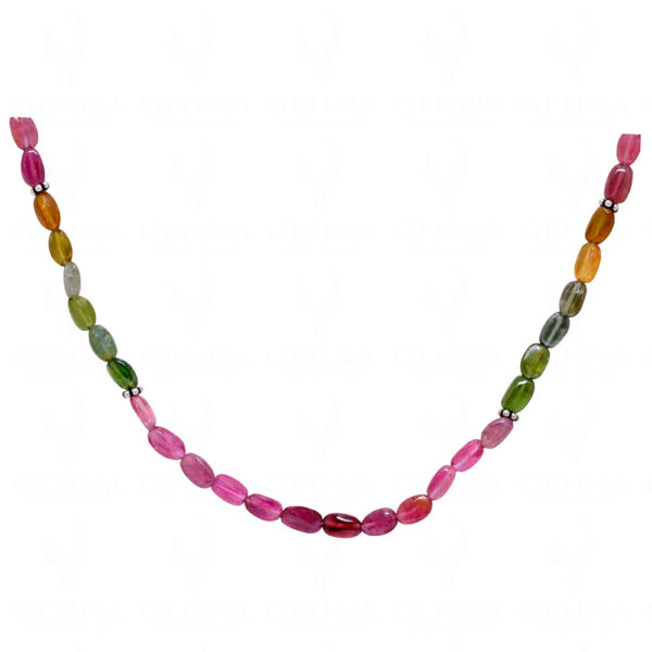 Multi Tourmaline Gemstone Bead Strand With Solid Silver Element Necklace NS-1167