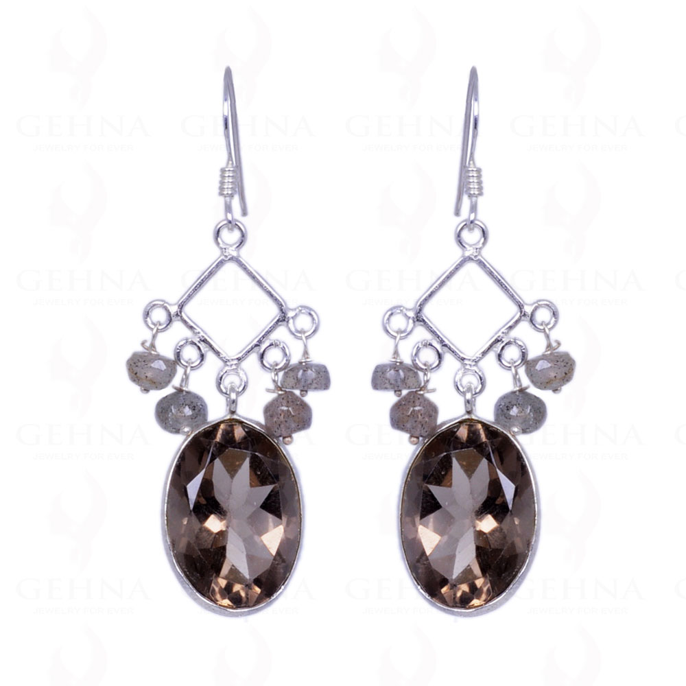 Smoky Topaz & Labradorite Gemstone Earrings Made In .925 Sterling Silver ES-1168