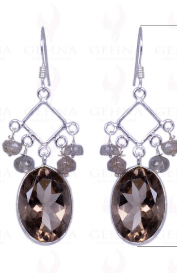 Smoky Topaz & Labradorite Gemstone Earrings Made In .925 Sterling Silver ES-1168