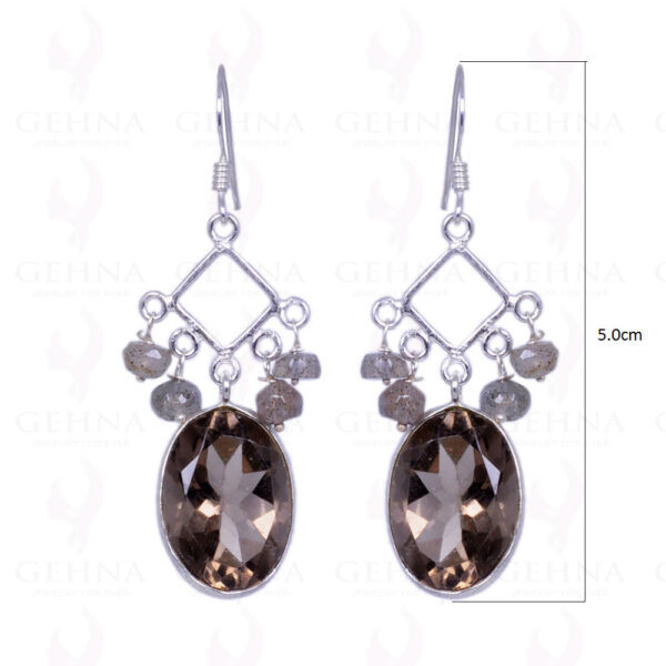 Smoky Topaz & Labradorite Gemstone Earrings Made In .925 Sterling Silver ES-1168