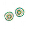 Pearl & Emerald Studded Flower Shape Earrings FE-1169