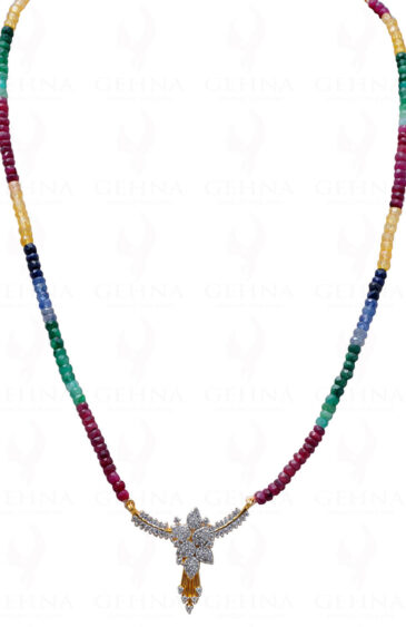 Emerald Ruby Sapphire Gemstone Faceted Bead With Sterling Silver Pendant NP-1169