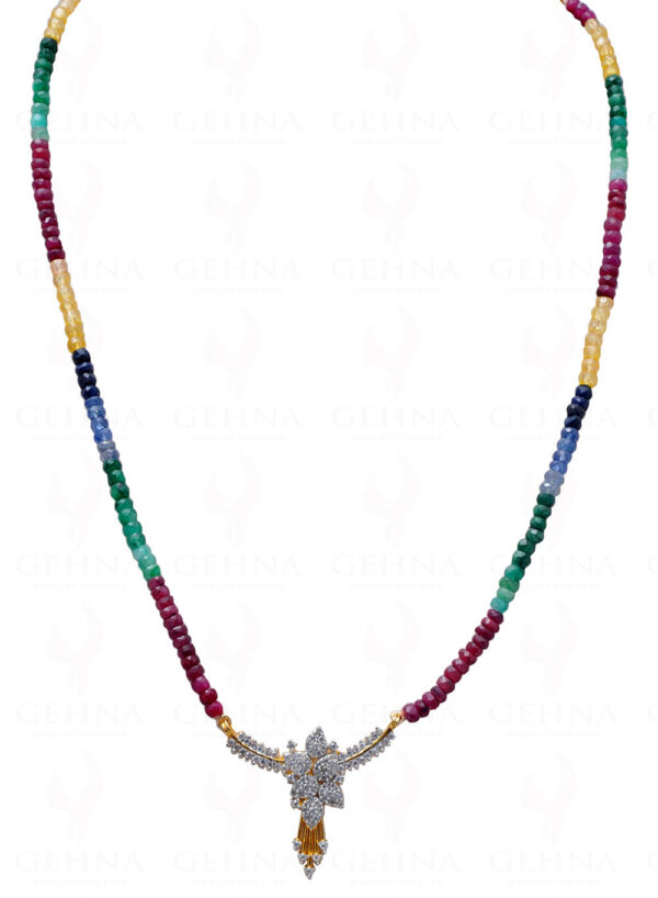 Emerald Ruby Sapphire Gemstone Faceted Bead With Sterling Silver Pendant NP-1169