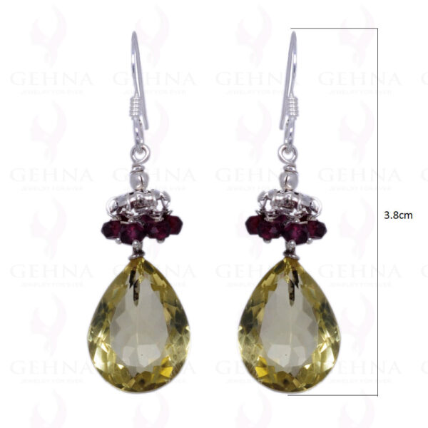 Red Garnet & Lemon Topaz Gemstone Earrings Made In .925 Sterling Silver ES-1169