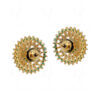 Pearl & Emerald Studded Flower Shape Earrings FE-1169