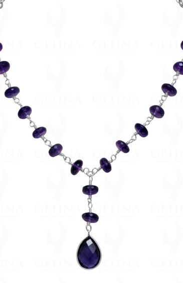 Amethyst Gemstone Faceted Bead Necklace In .925 Sterling Silver CS-1170