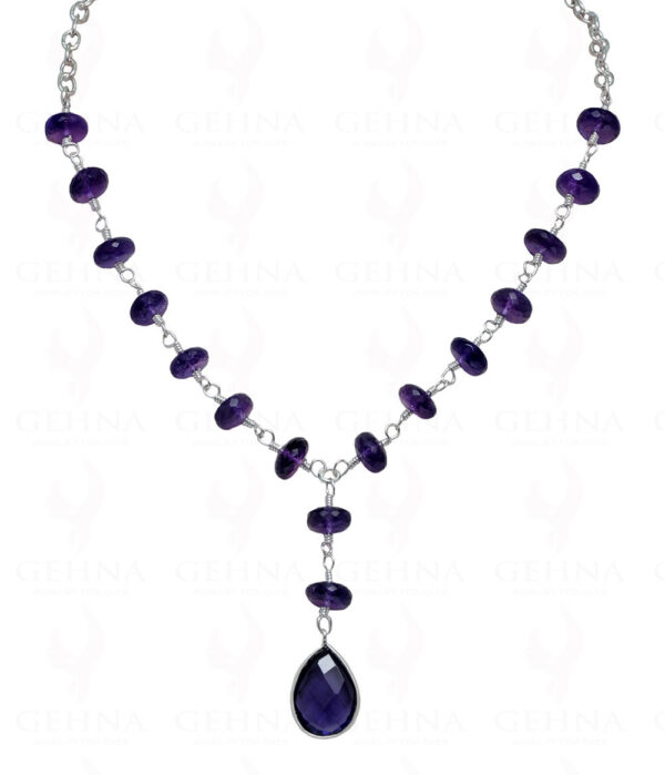 Amethyst Gemstone Faceted Bead Necklace In .925 Sterling Silver CS-1170