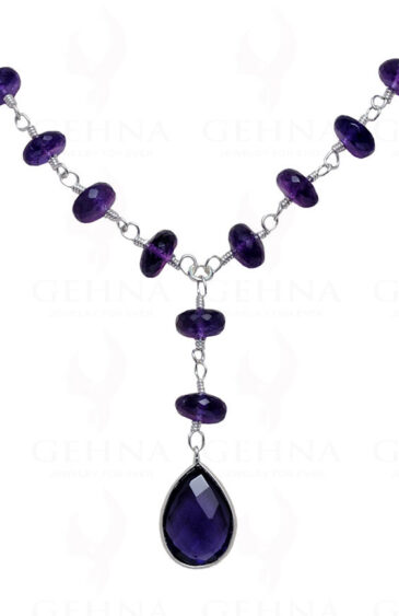 Amethyst Gemstone Faceted Bead Necklace In .925 Sterling Silver CS-1170