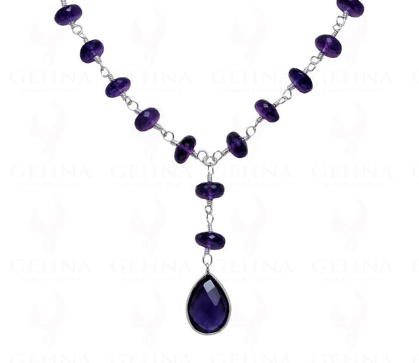 Amethyst Gemstone Faceted Bead Necklace In .925 Sterling Silver CS-1170