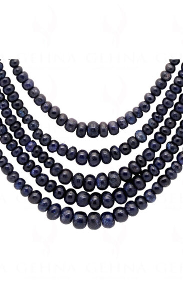 5 Row Of African Blue Sapphire Plain Round Bead Necklace NP-1170