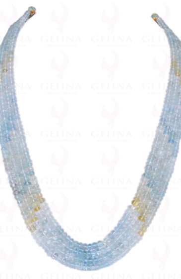 4 Rows of Multi Color Aquamarine Gemstone Cabochon Round Bead Necklace NS-1170
