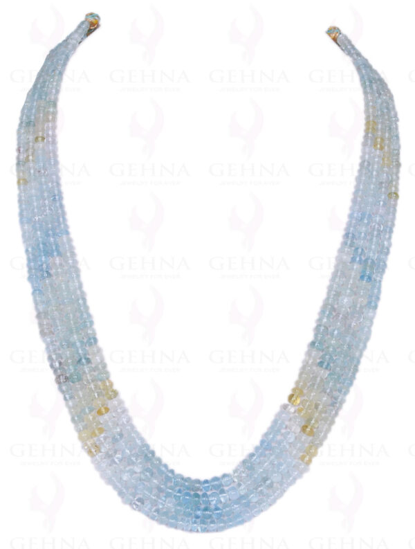 4 Rows of Multi Color Aquamarine Gemstone Cabochon Round Bead Necklace NS-1170