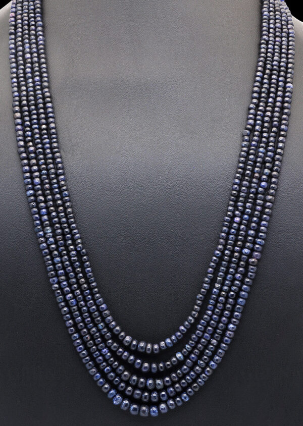 5 Row Of African Blue Sapphire Plain Round Bead Necklace NP-1170