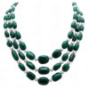 3 Rows Of Pearl & Emerald Gemstone Beaded Necklace NM-1171