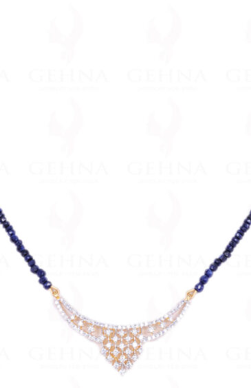 Tanmaniya Attached With Blue Sapphire Gemstone Faceted Bead NP-1171