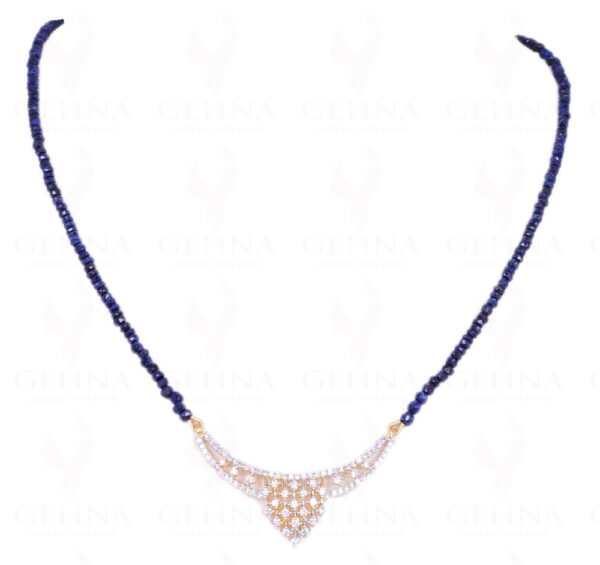 Tanmaniya Attached With Blue Sapphire Gemstone Faceted Bead NP-1171