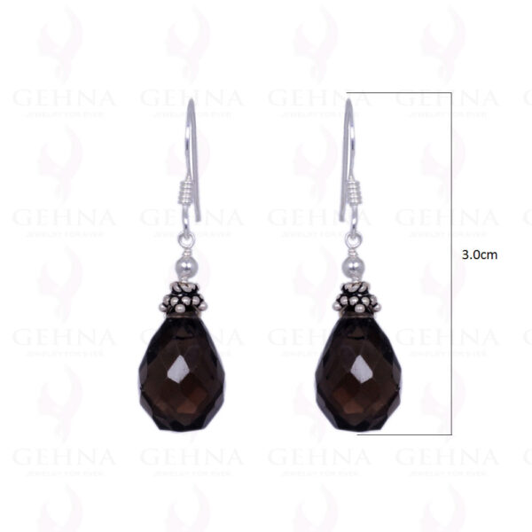 Smoky Topaz Gemstone Faceted Drops Earrings Made In .925 Sterling Silver ES-1171