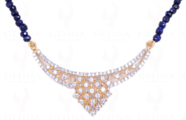 Tanmaniya Attached With Blue Sapphire Gemstone Faceted Bead NP-1171