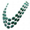 3 Rows Of Pearl & Emerald Gemstone Beaded Necklace NM-1171