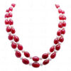 2 Rows Of Pearl & Ruby Gemstone Tumble Bead Necklace NM-1172