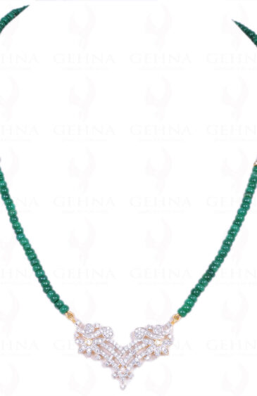 Tanmaniya Attached With Emerald Gemstone Cabochon Round Bead NP-1172