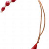 2 Rows Of Pearl & Ruby Gemstone Tumble Bead Necklace NM-1172