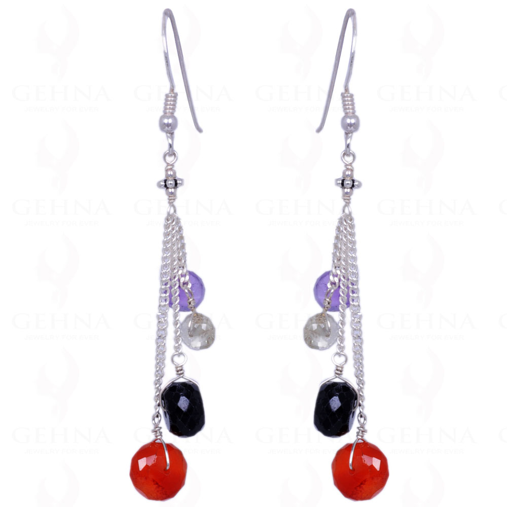 Carnelian, Amethyst, Lemon Topaz & Spinel Gemstone .925 Silver Earring ES-1173