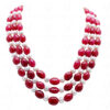 3 Rows Of Pearl & Ruby Gemstone Beaded Necklace NM-1173